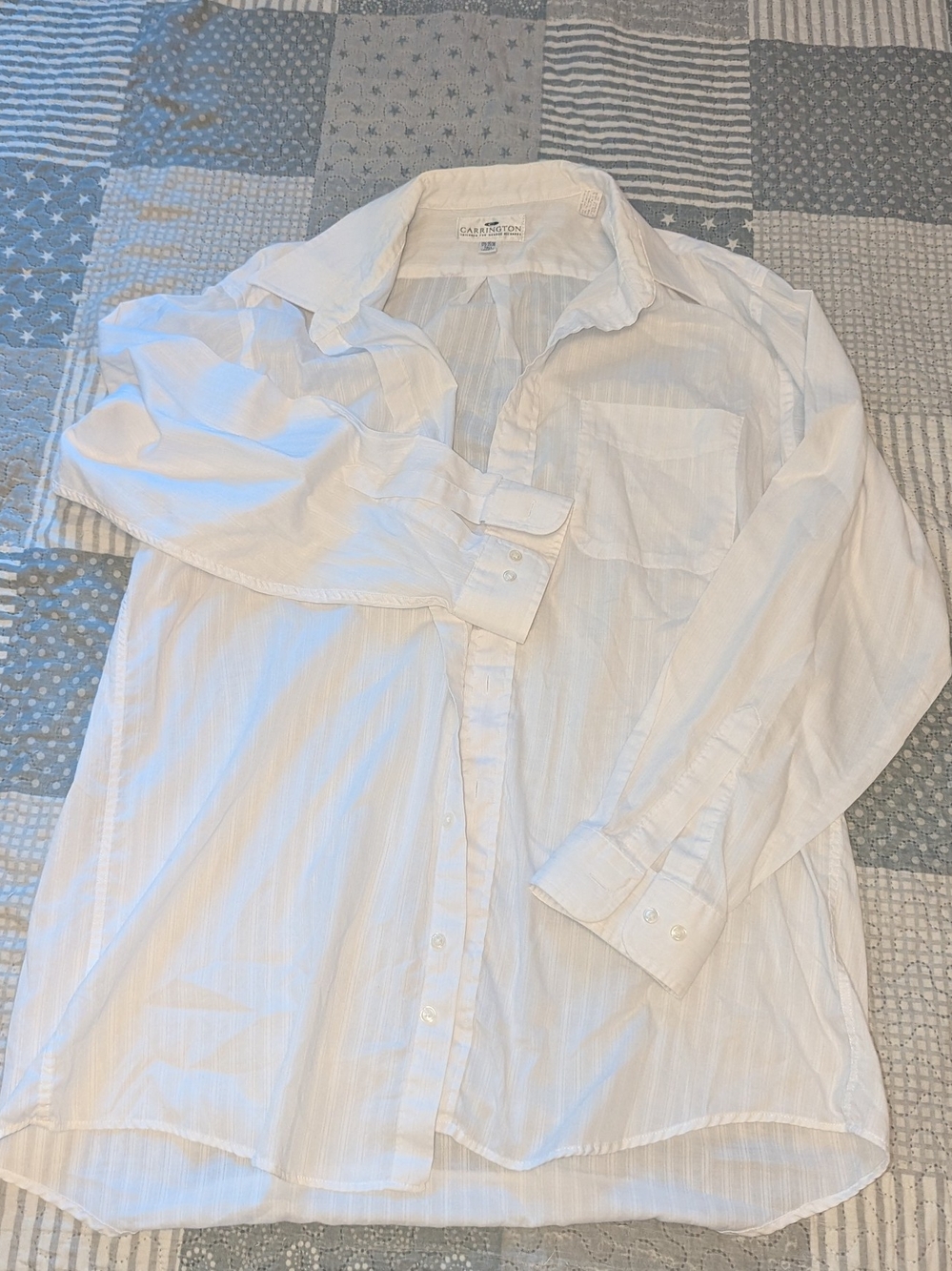 Carrington George Richards White Dress Shirt Tall 17.5 35/36